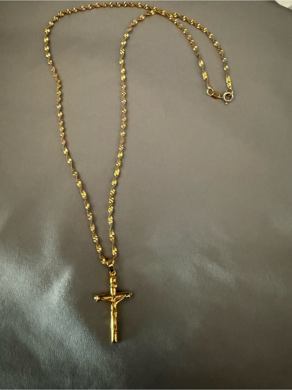 Gold Cross Pendant Necklace for Women - Polished Gold Finish - Picture 2 of 2
